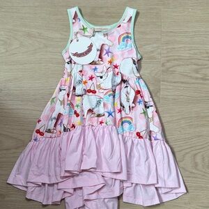 Whimsical Pink Easter Bunny Bling Kids Dress